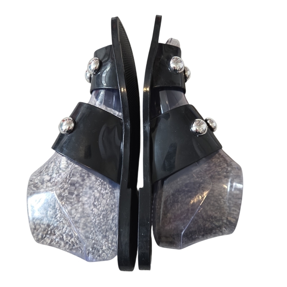 SCHUTZ Lizzie Studded Black Jelly Sandals 9 - Picture 5 of 13